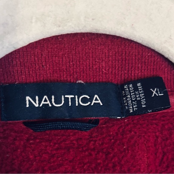 Nautica Dark Red Zip Up Sweatshirt with Classic Style - Picture 4 of 5